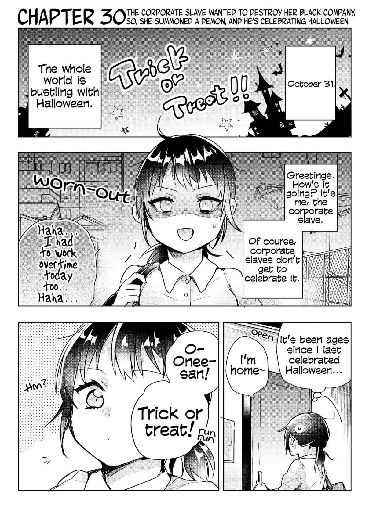 Shachiku OL to Akuma Shota Ch. 30 The corporate slave wanted to destroy her black company, so, she summoned a demon, and he’s celebrating Halloween